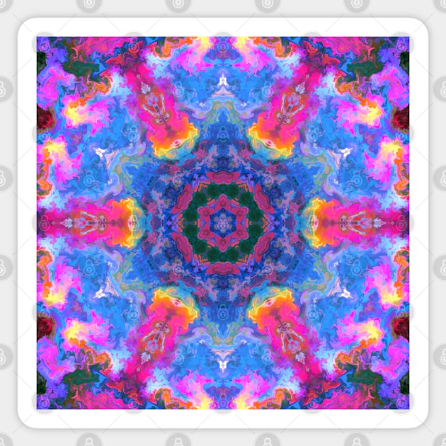 Psychedelic Hippie Blue Pink and Yellow Sticker by WormholeOrbital